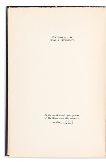 Eliot, T.S. (1888-1965) The Waste Land, First Edition in Book Form.